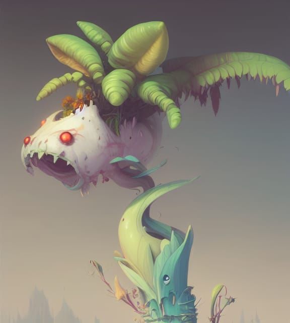 Surreal Monster Plant Digital Illustration