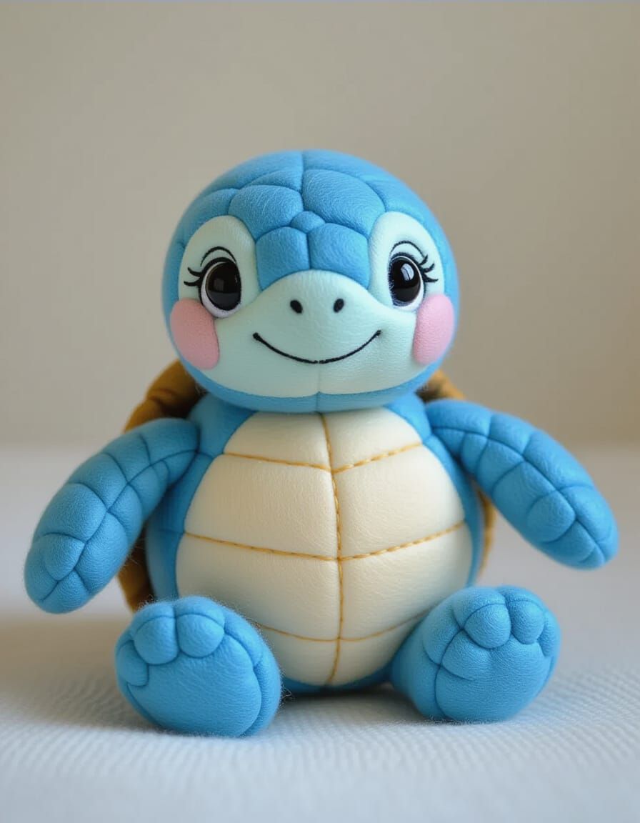 Blue Felt Sea Turtle Plush Toy Illustration