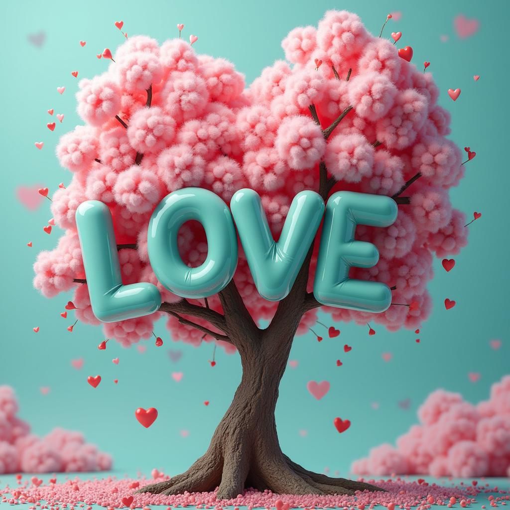 Cotton Candy Tree with Rainbow Smiles: Digital Matte Paintin...