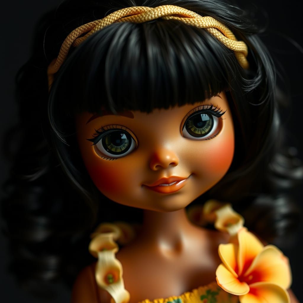 Hyperrealistic Blythe Doll Portrait with Expressive Features