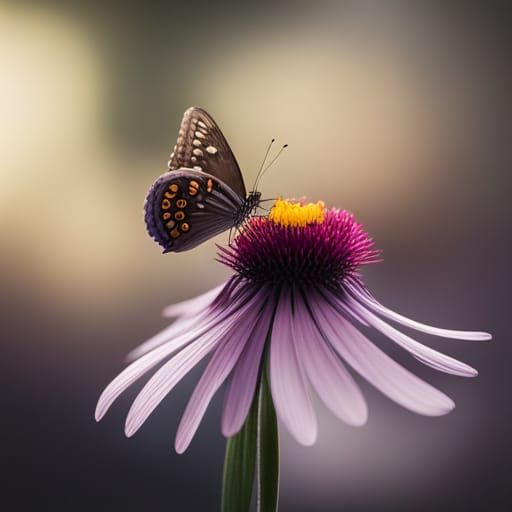 Butterflies and Wildflowers in Impressionistic Style