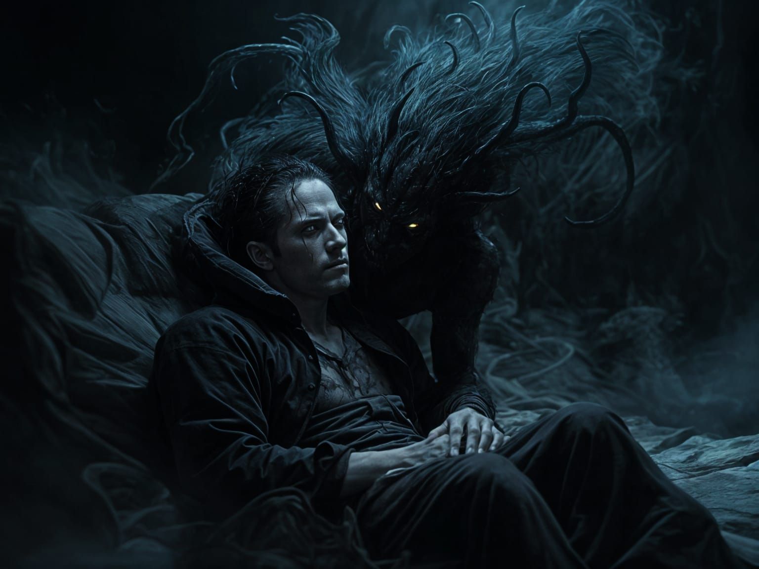 Despair: Man Haunted by a Ghostly Demon