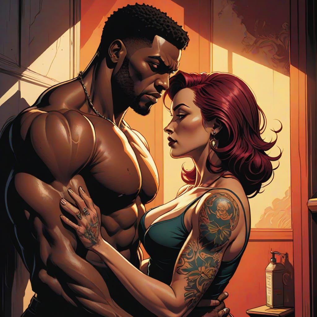 Black Hero in a Cozy Intimate Moment