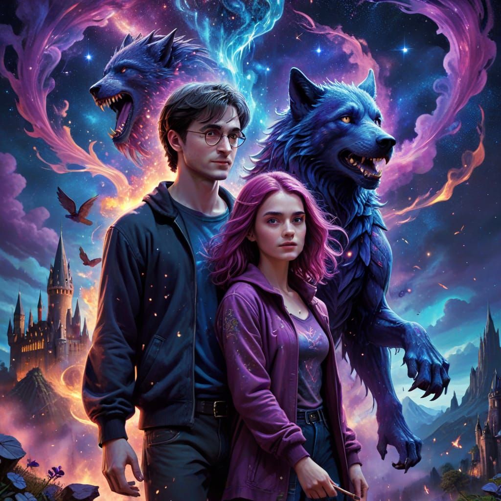 Cosmic Wizardry: Violet-Haired Harry Potter and Lupin's Eter...
