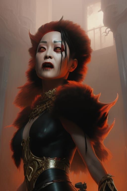 Terrifying Horror House Interior with Demon, Digital Art