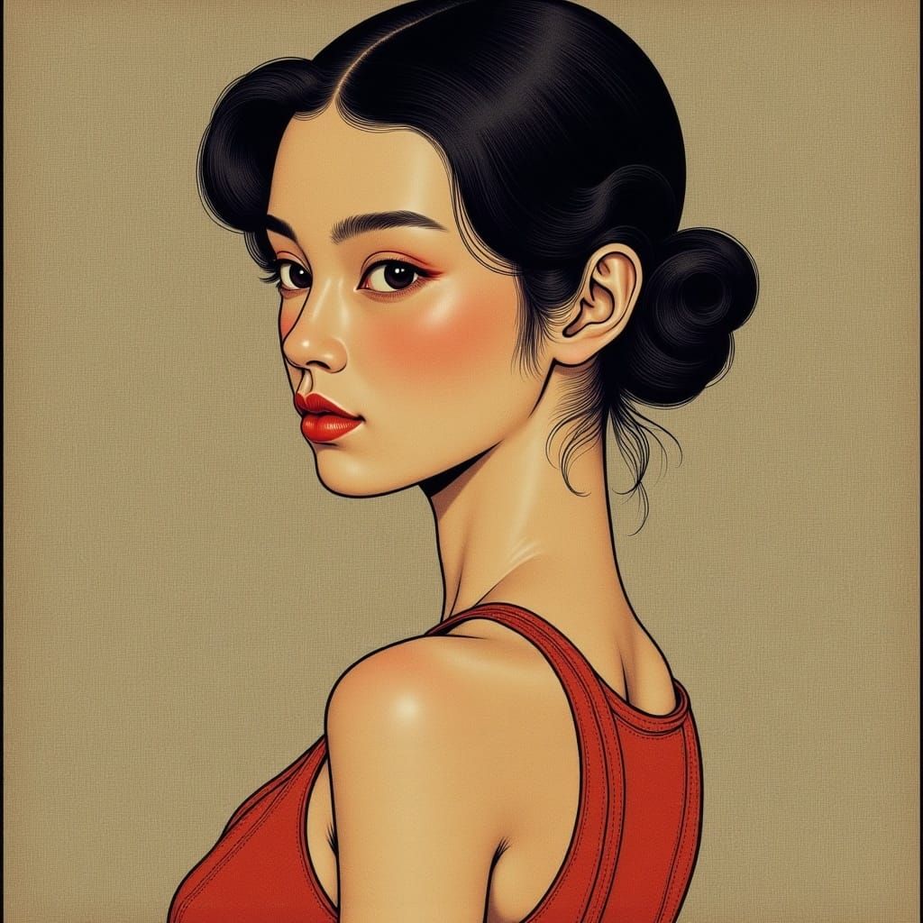 Elegant Portrait Blending Modern and Renaissance Sensibiliti...