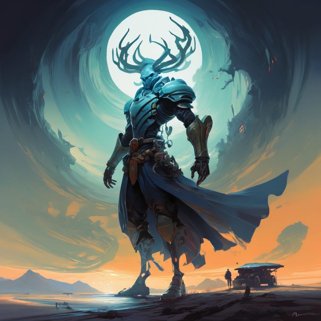 Ethereal Figure in a Mythical Landscape