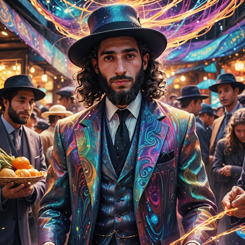 Hasidic Jew in Holographic Cosmic Market