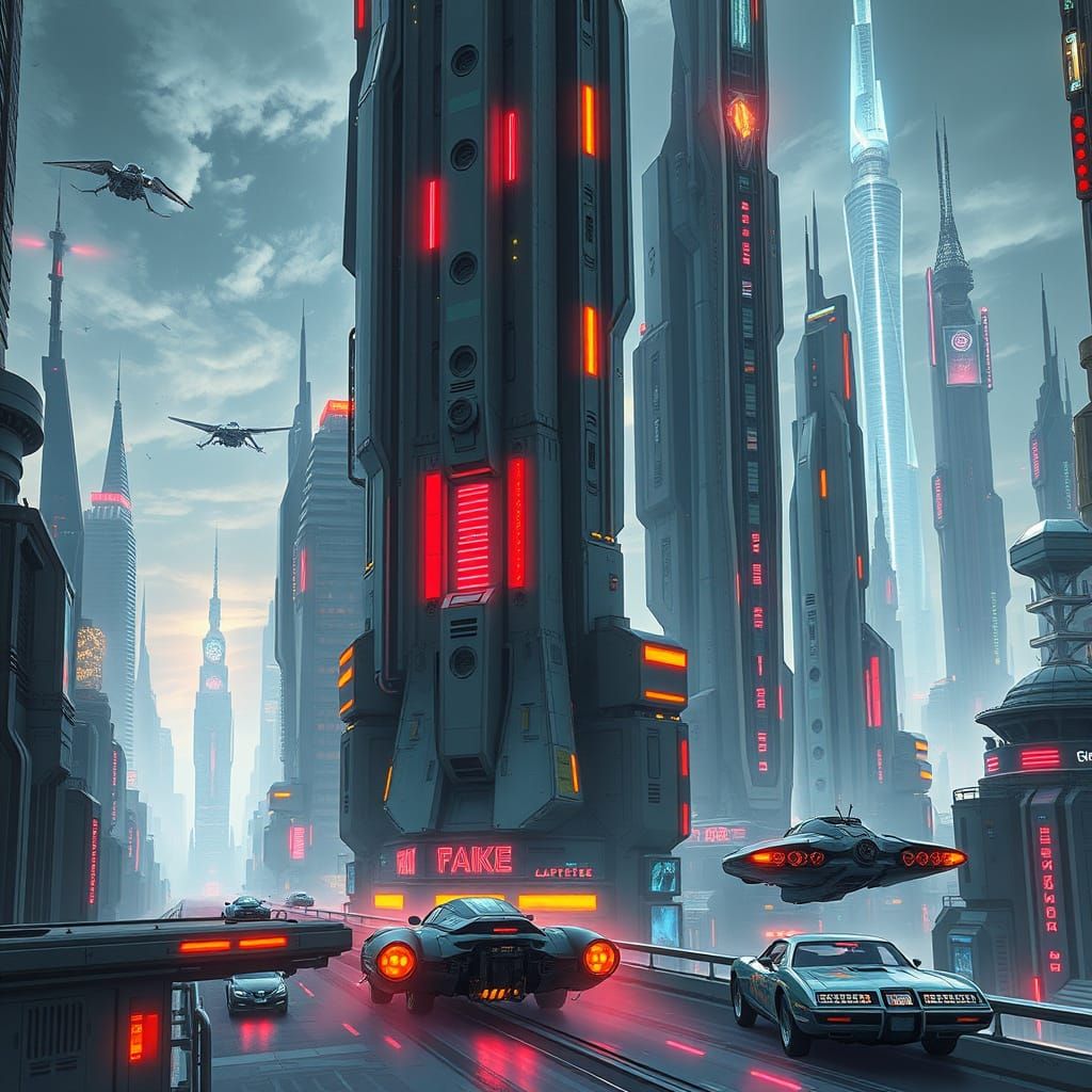 Cyberpunk Robot Metropolis in Neon Lights