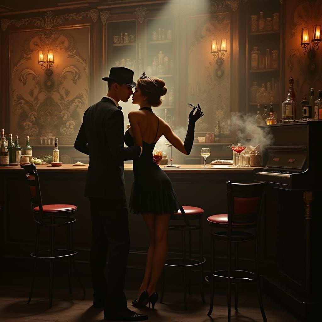 1920s Hidden Bar in Art Deco Style
