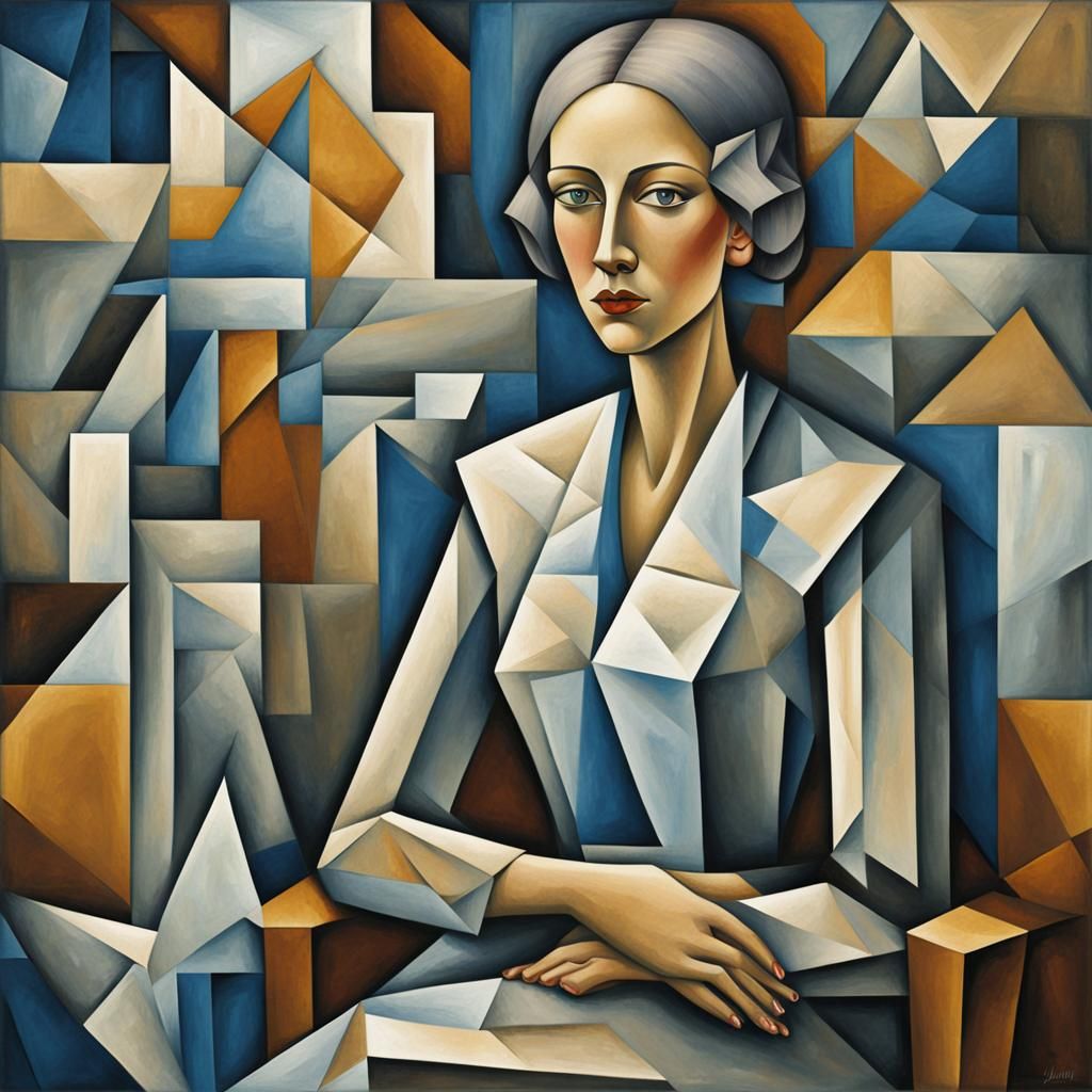 Cubist Portrait of Josette Gris in Geometric Space