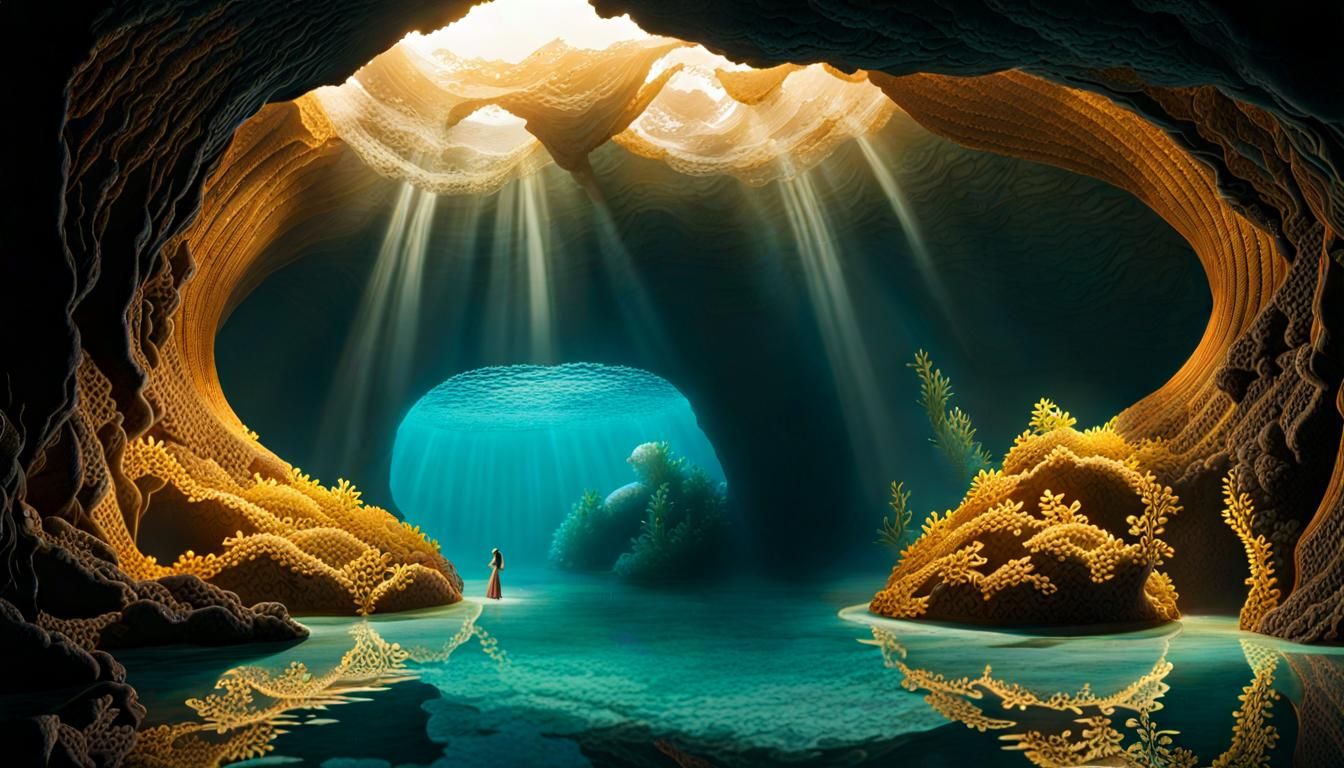 Lace-Adorned Mermaid in Underwater Utopia