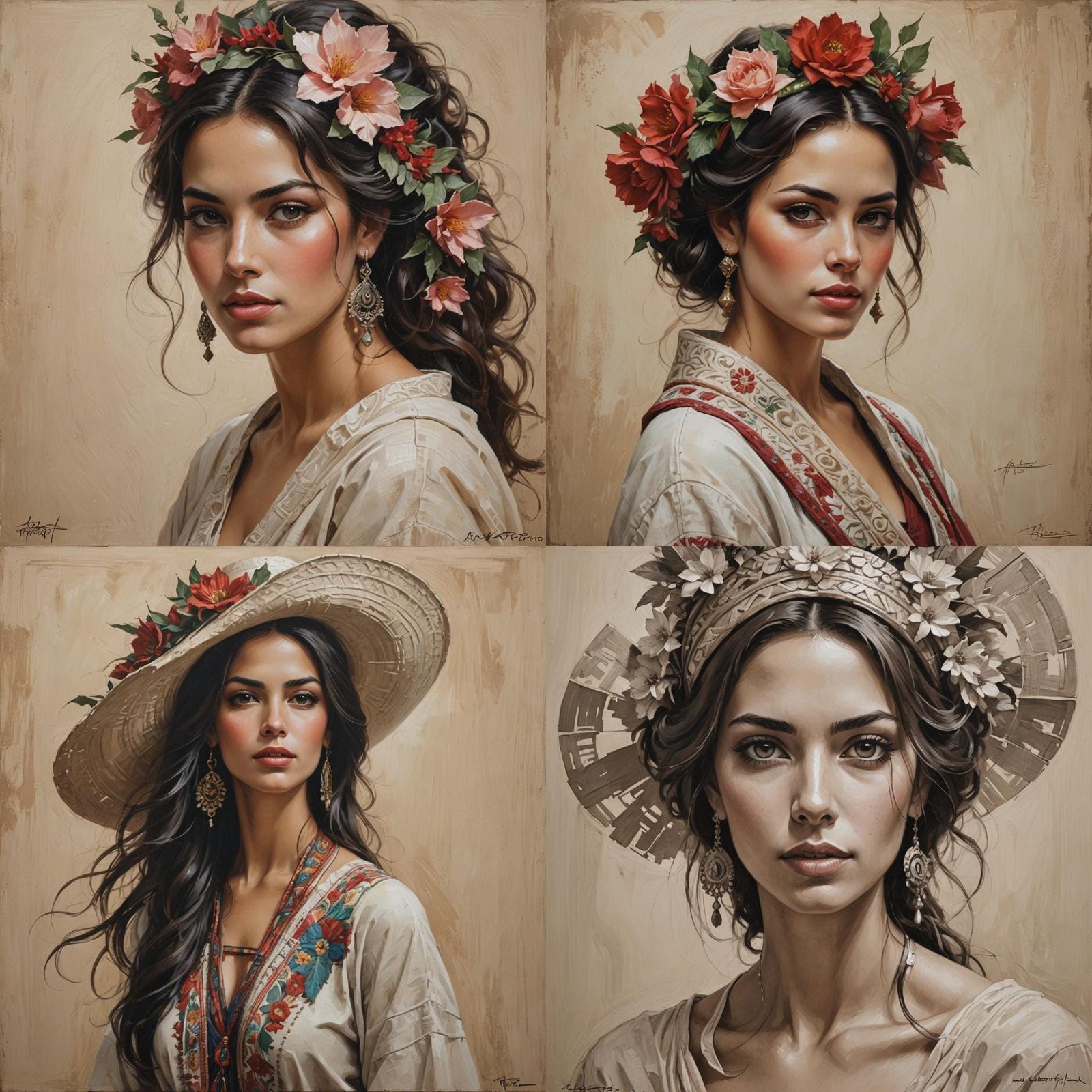 Vibrant Portrait of Woman in Modern Mexican Style