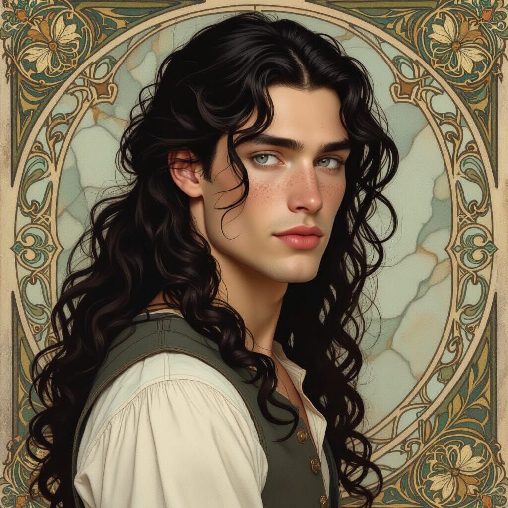 Romantic Portrait of an Irish Man in Art Nouveau Style