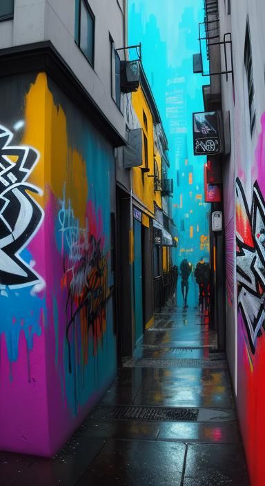 Intense Portrait Amidst Colorful Melting Graffiti