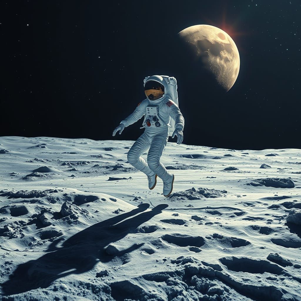 Cosmic Space Dancer on Lunar Surface