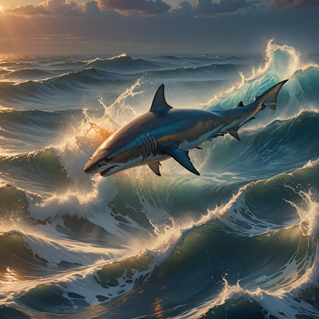 Shark-Dolphin Hybrid Leaps from Ocean Waves