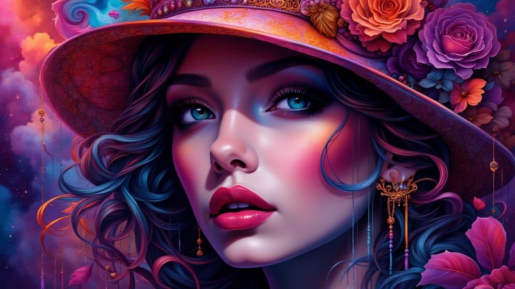 Woman's Side-Eye Portrait in Dark Fantasy Style