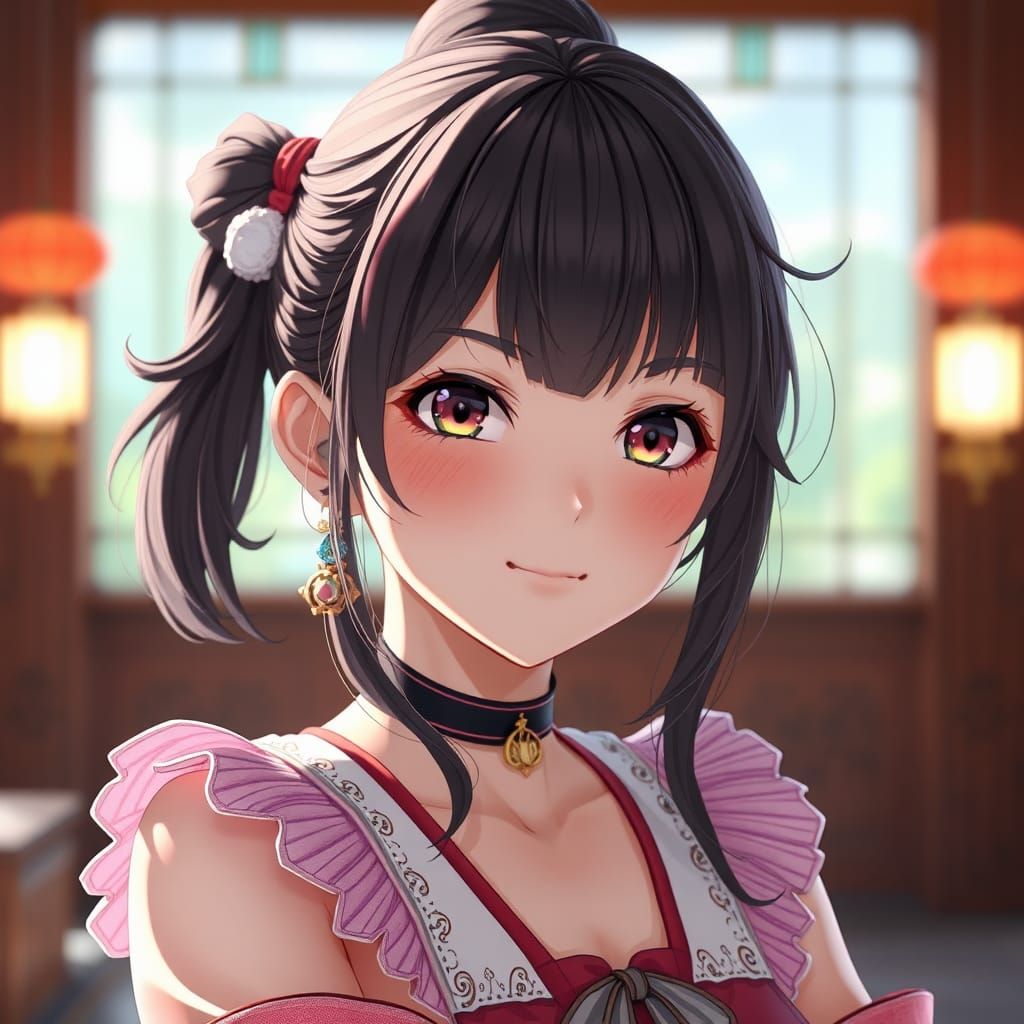 Tsundere Girl with Hint of Smile in 3D Anime Art