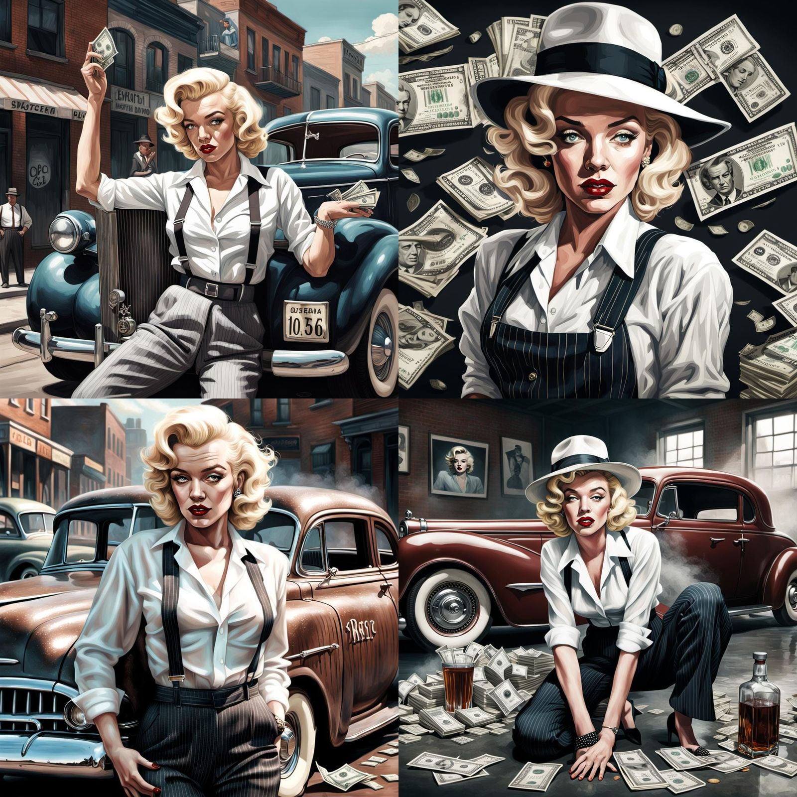 Marilyn Monroe as Gangster Queen: Hyperrealistic Splash Art