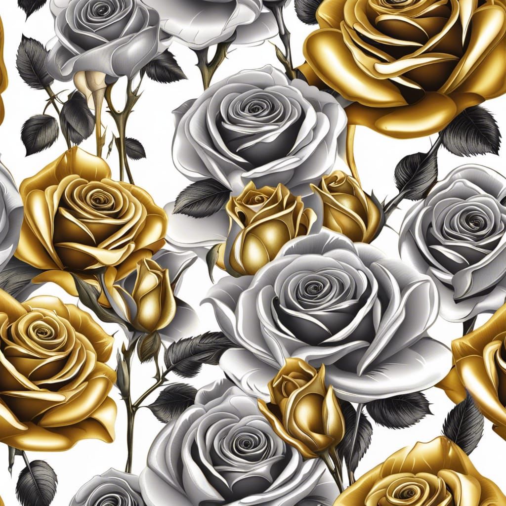 Silver and gold roses.