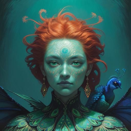 Dragon Woman Portrait in Magical Realism Style