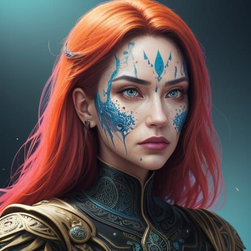 Resilient Woman in Dramatic Splash Art Style