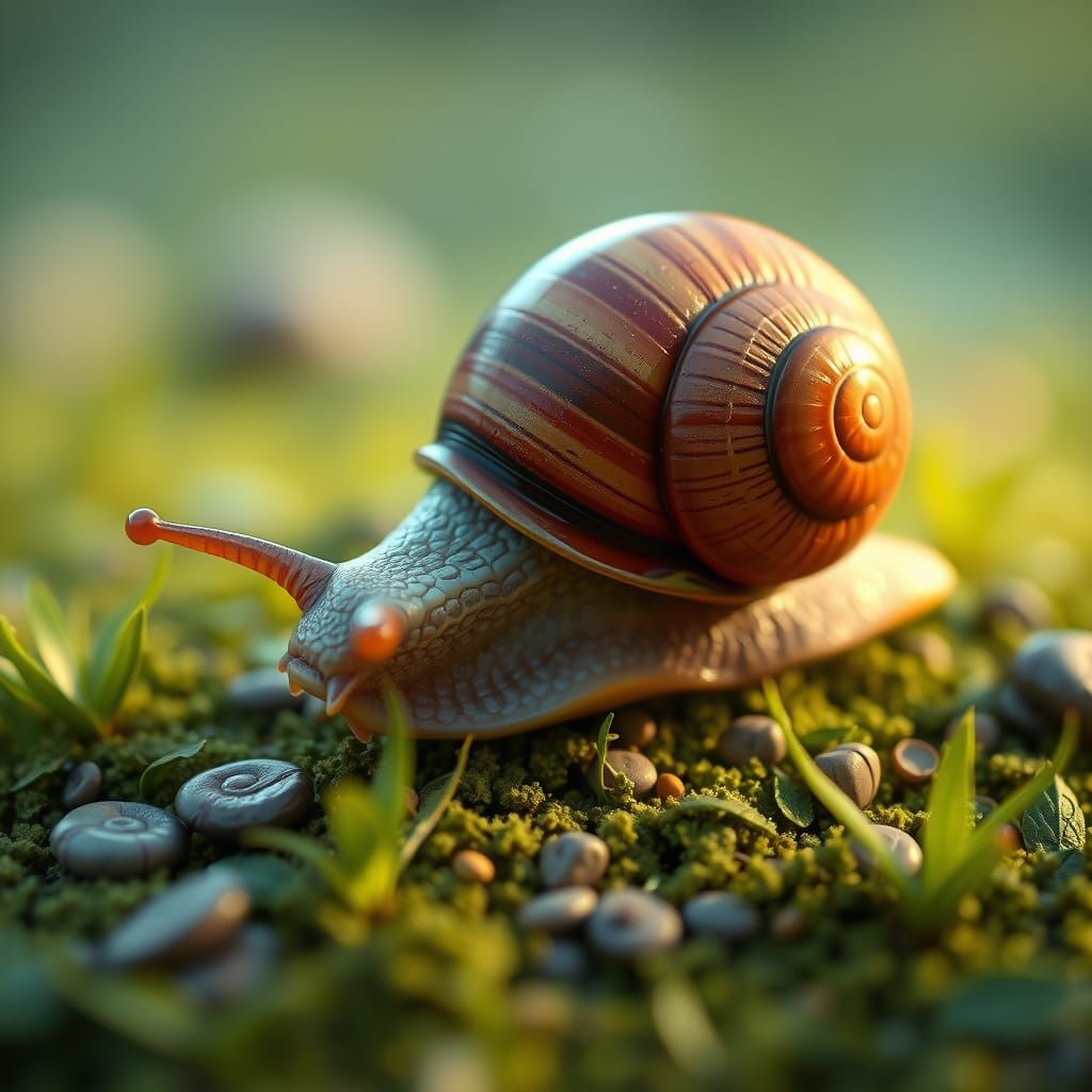 Tiny Snail in Detailed 3D Anime Art Style