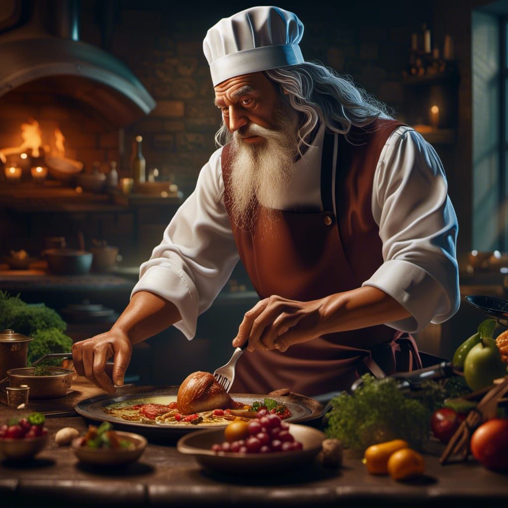 Da Vinci as Chef in Luxury Restaurant
