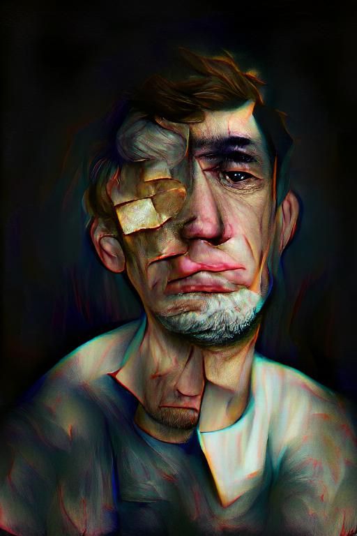 Melancholic Portrait of a Broken Man