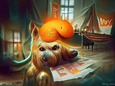 Orange Dog in Post-Impressionist Style