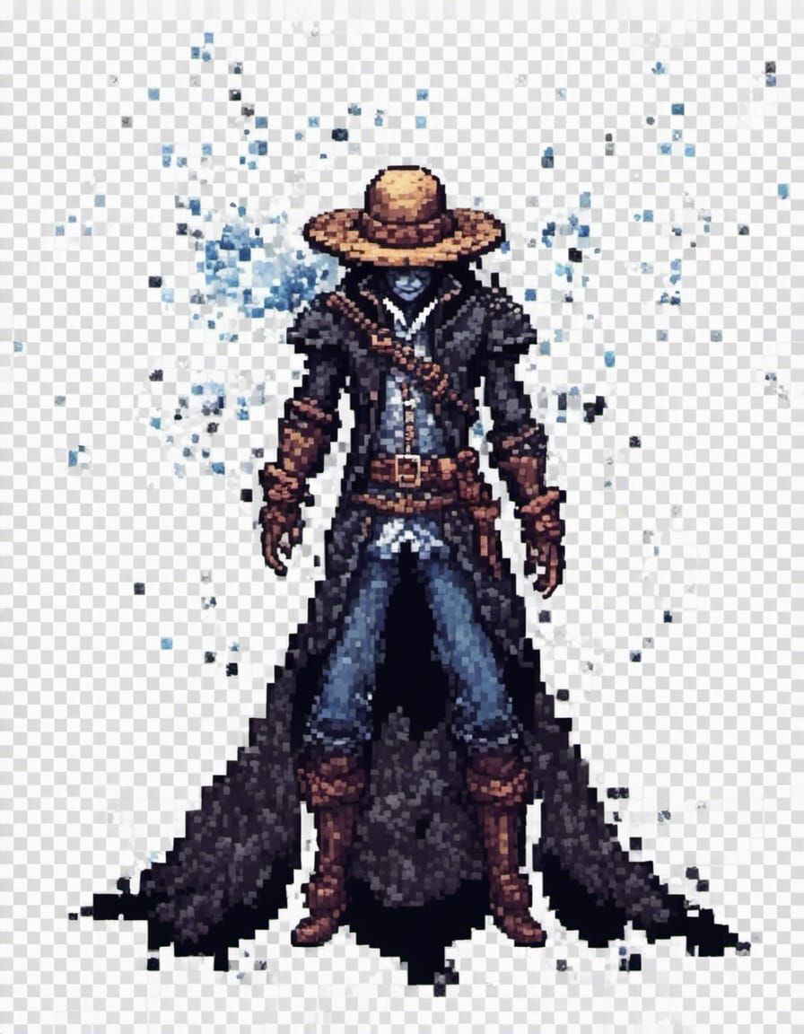 Pixel Art RPG Character with Panama Hat