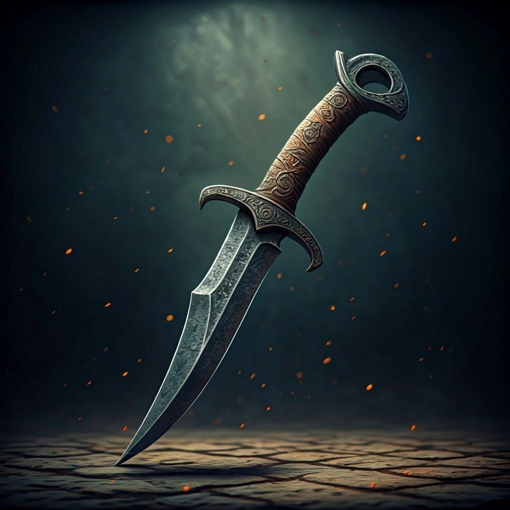 Ancient Iron Dagger in Dramatic Chiaroscuro
