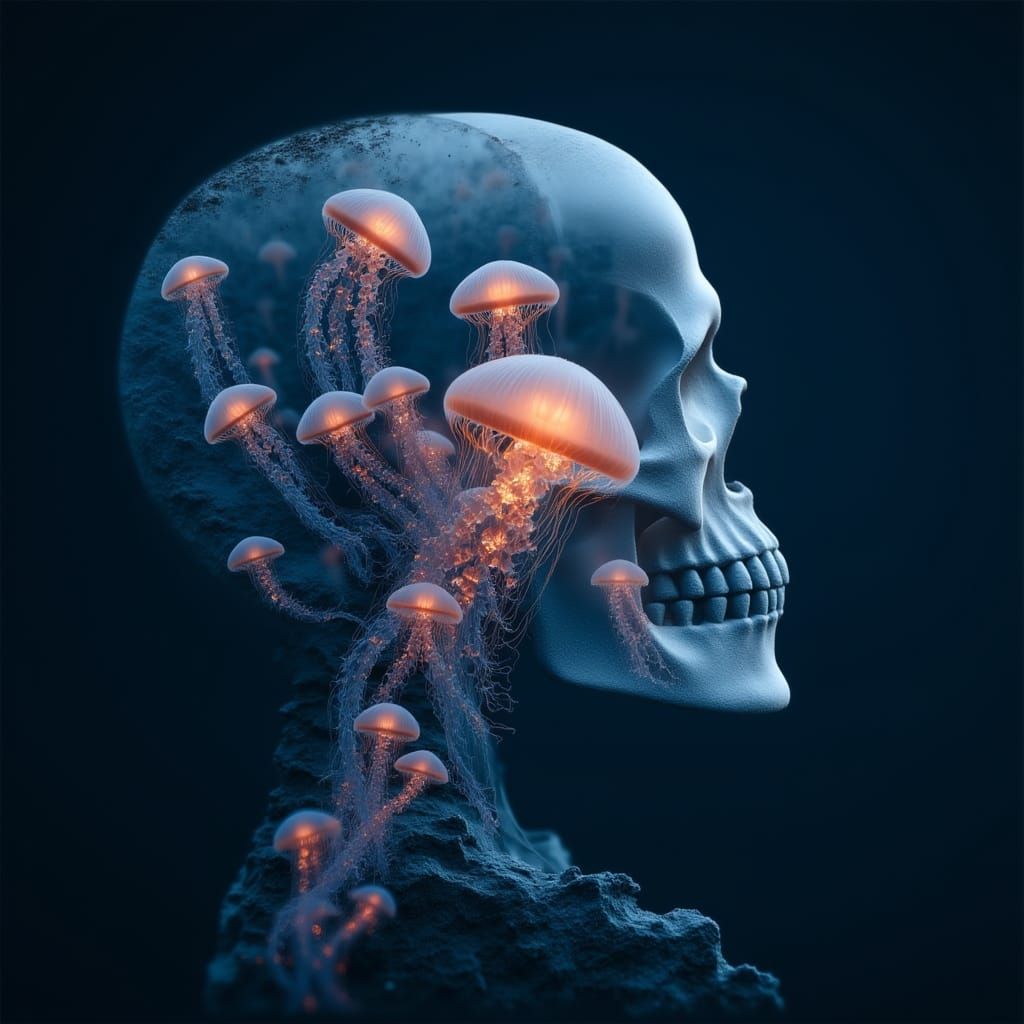 Cinematic Double Exposure Photography of a Skull Silhouette ...