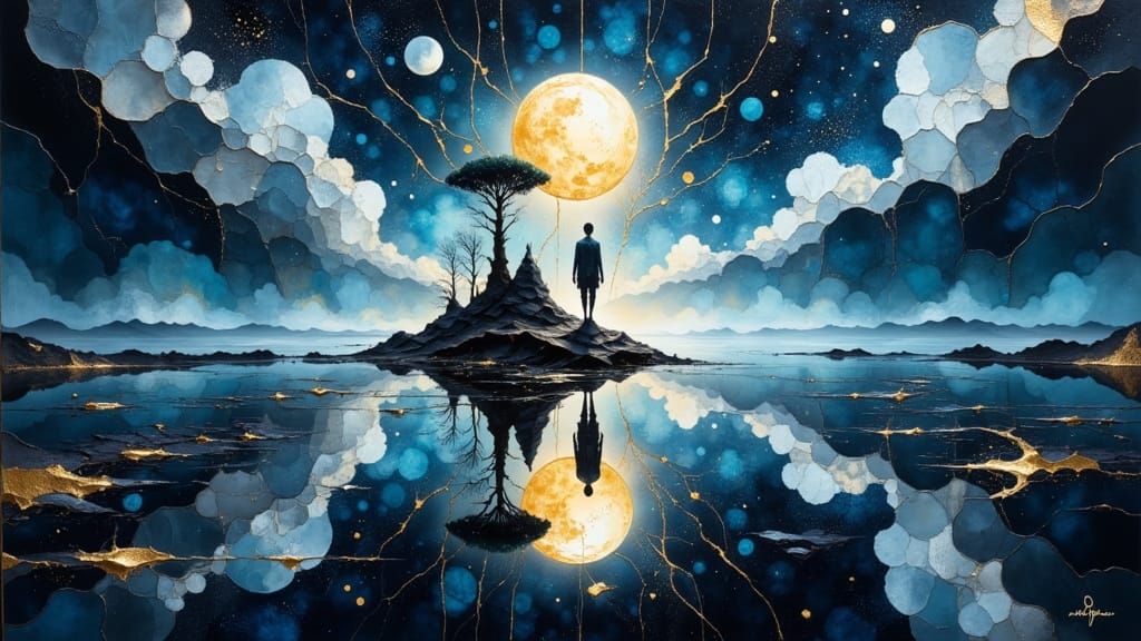 Desolate Landscape with Figure in Expressionist Impasto Styl...