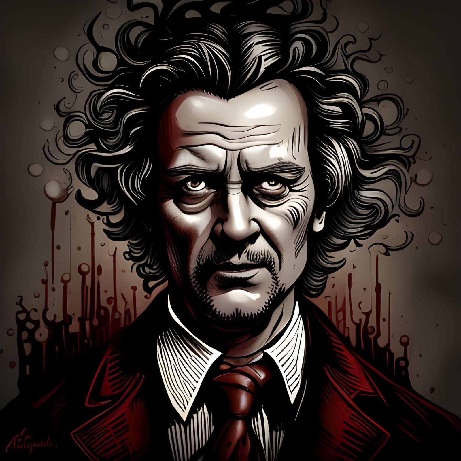 Evil Steampunk Mad Scientist in Horror Style