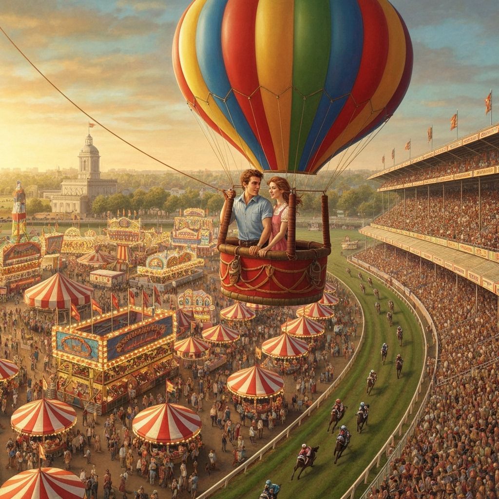 Couple's County Fair Balloon Ride in Rockwell Style