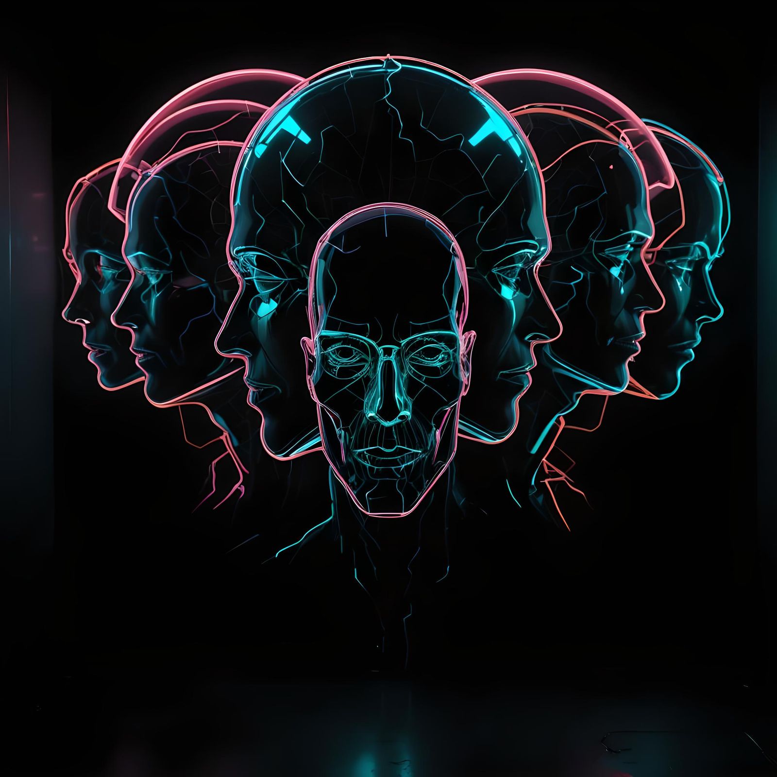 Eerie Holographic Silhouettes in Geometric Abstract Art