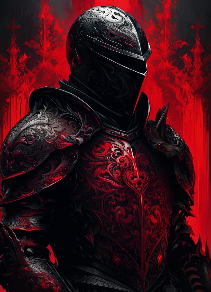 Dark Knight with Ruby Outlines