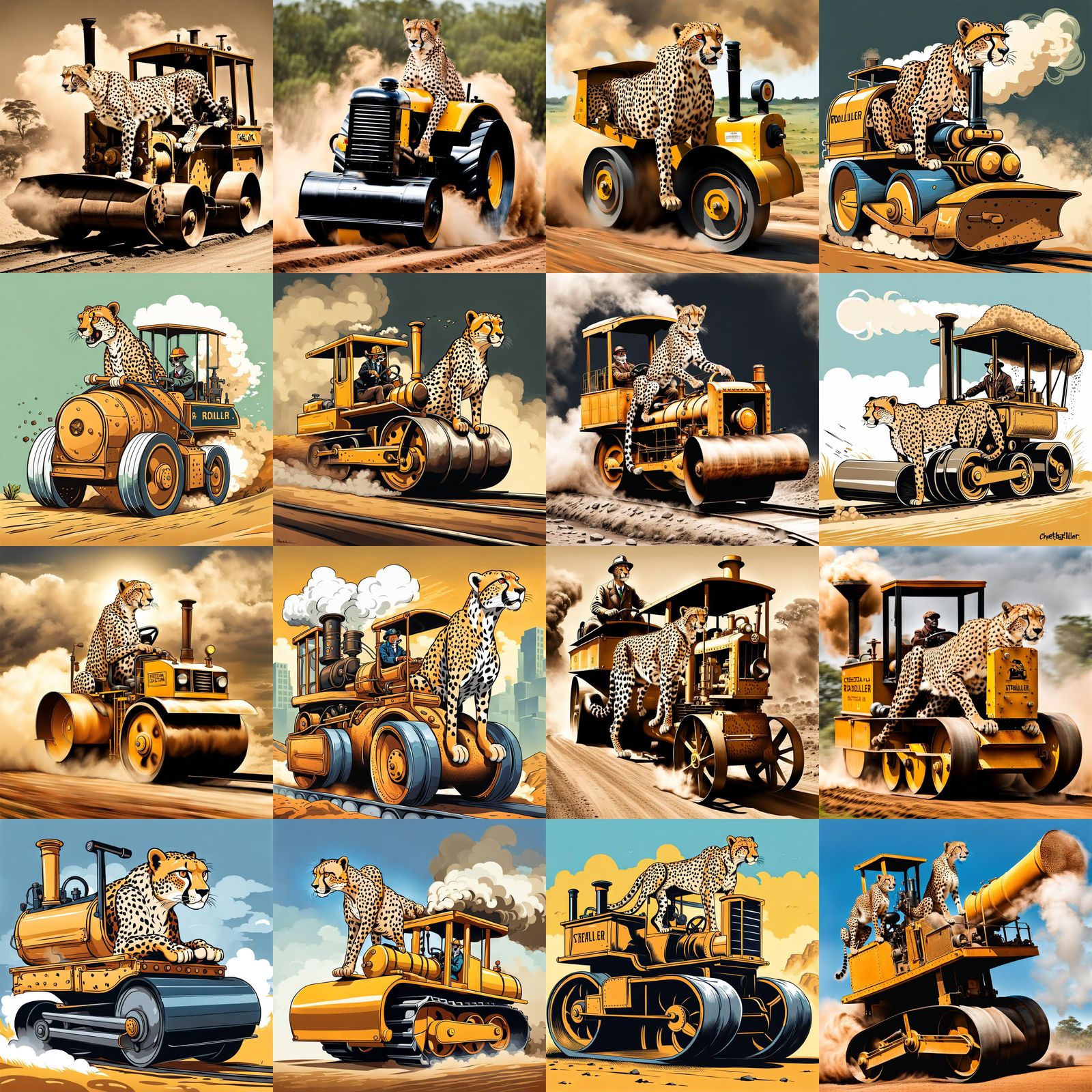 Cheetah Drives a Steam Roller