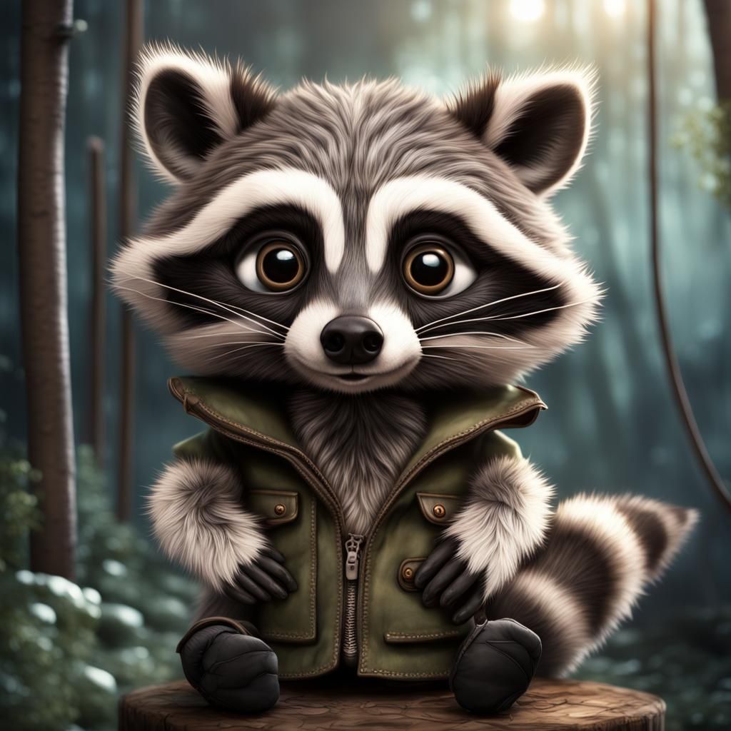 Cute Raccoon Puppet with Big Eyes