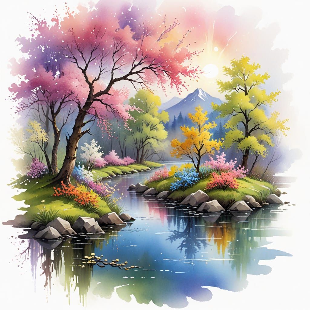 Springtime Serenity Along a Winding River