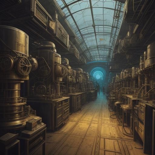 Scientist in a Surreal Laboratory: Fantasy Illustration