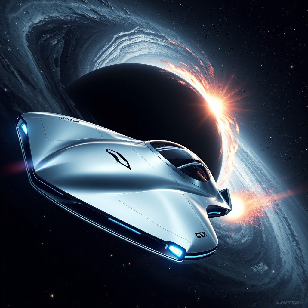 Citroën CX Spaceship Concept Near Black Hole