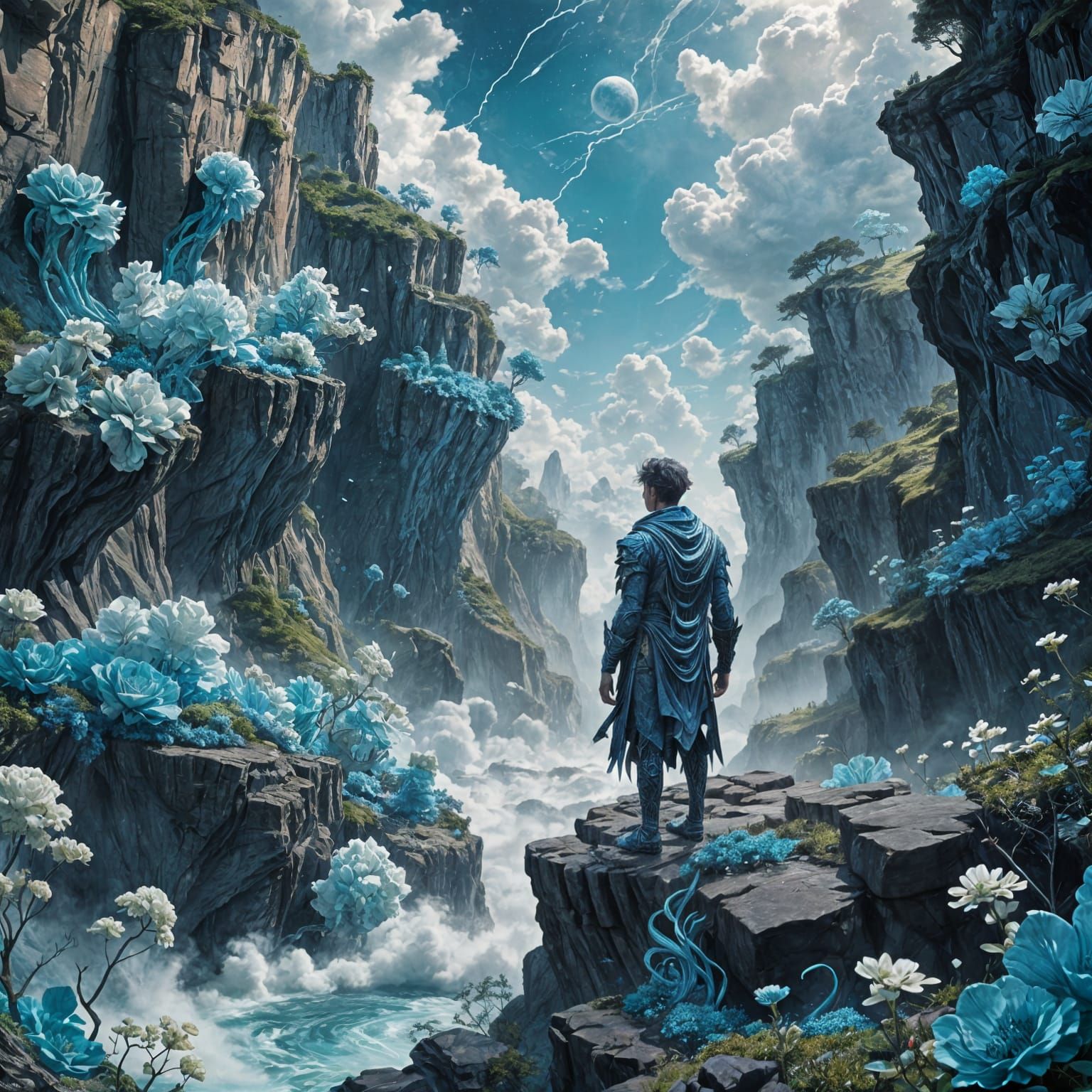 Inspiring Blue Fantasy Art Reminds Humans to Be Happy