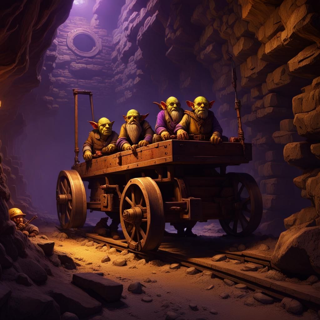 Goblin and Dwarf in Mine: Dark Fantasy Concept Art