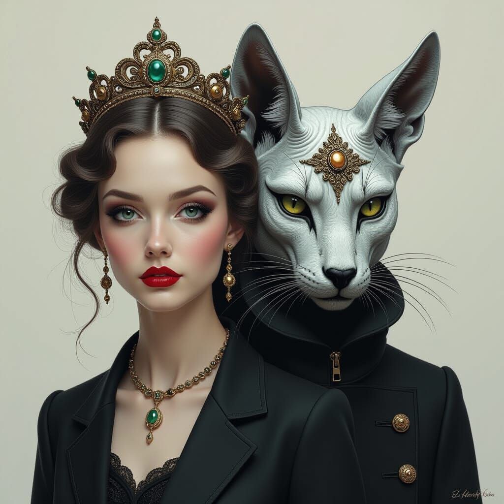 Dual-Faced People with Mystical Animals