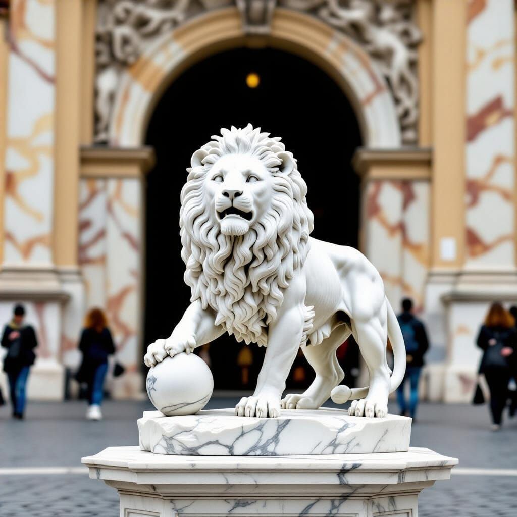 White Marble Sculpture "Lion", Bernini