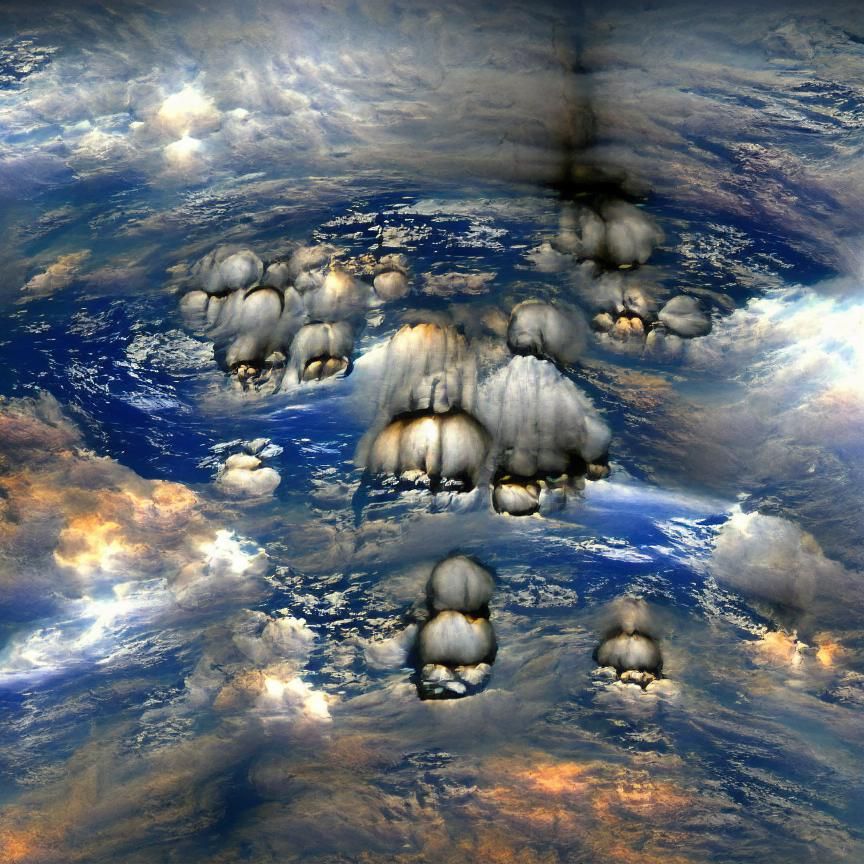 Earth from Space with Stormy Rain Clouds
