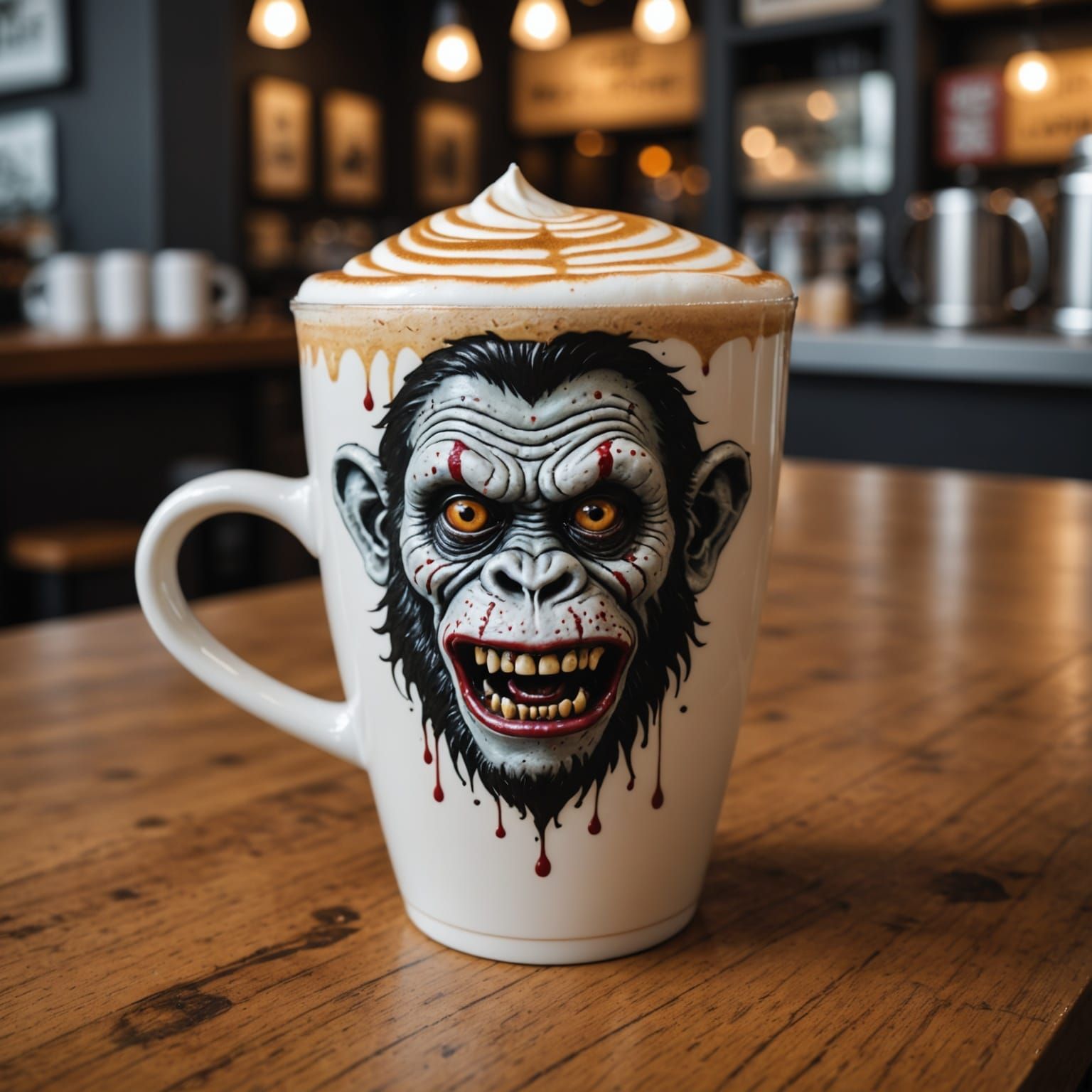 Zombie Monkey Monster Clown Latte Art